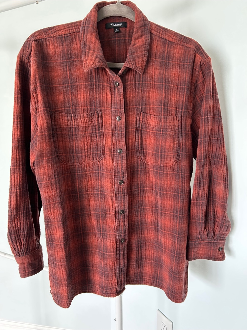 Madewell Red Plaid Long-Sleeve Button-Down Shirt